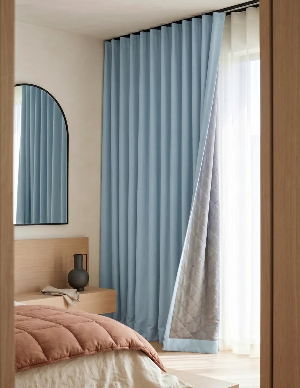 3-in-1 Blackout Thermal Acoustic Curtain - Pastel Blue