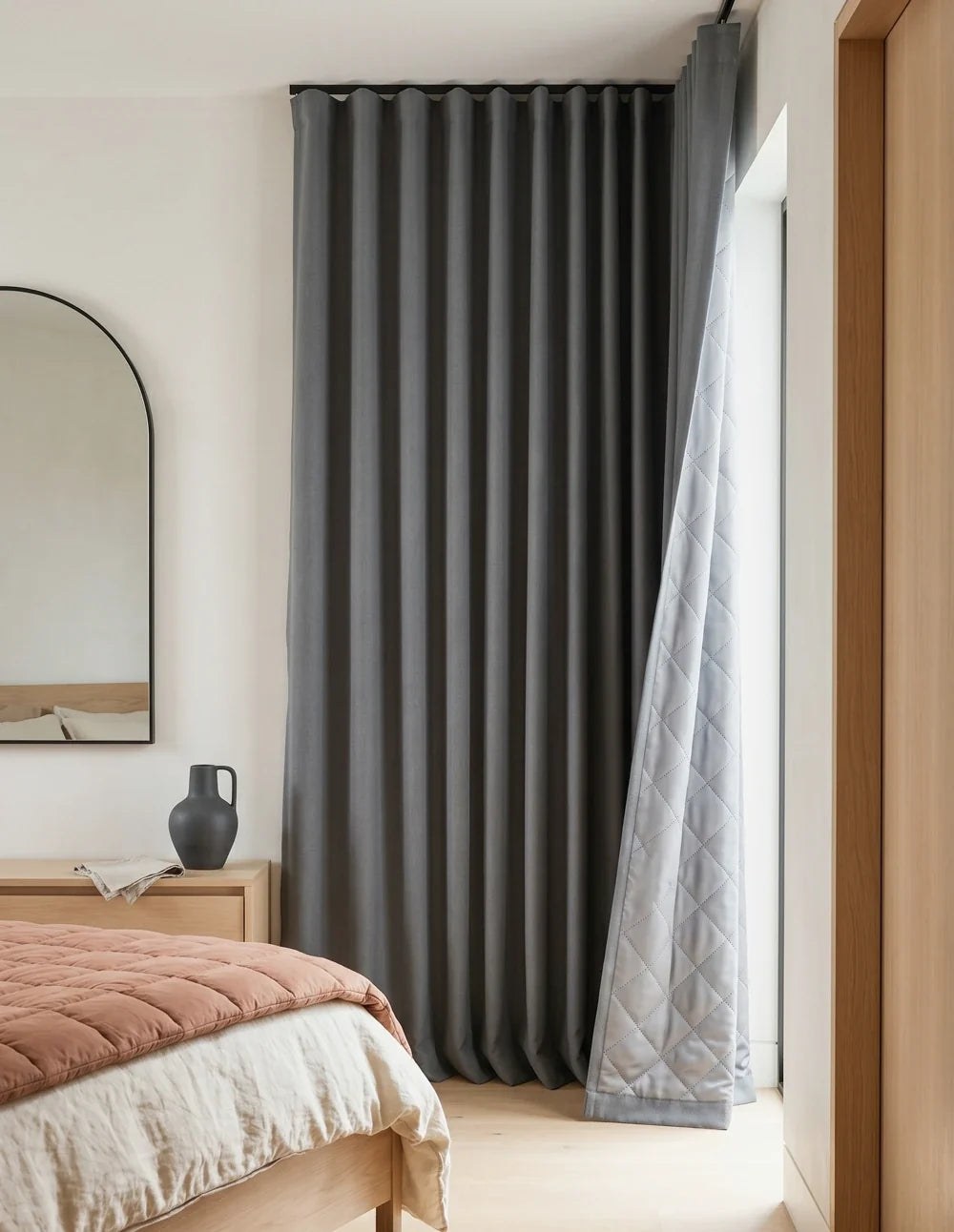 3-in-1 Blackout Thermal Acoustic Curtain - Charcoal