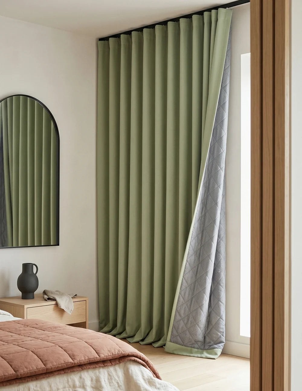 3-in-1 Blackout Thermal Acoustic Curtain - Olive