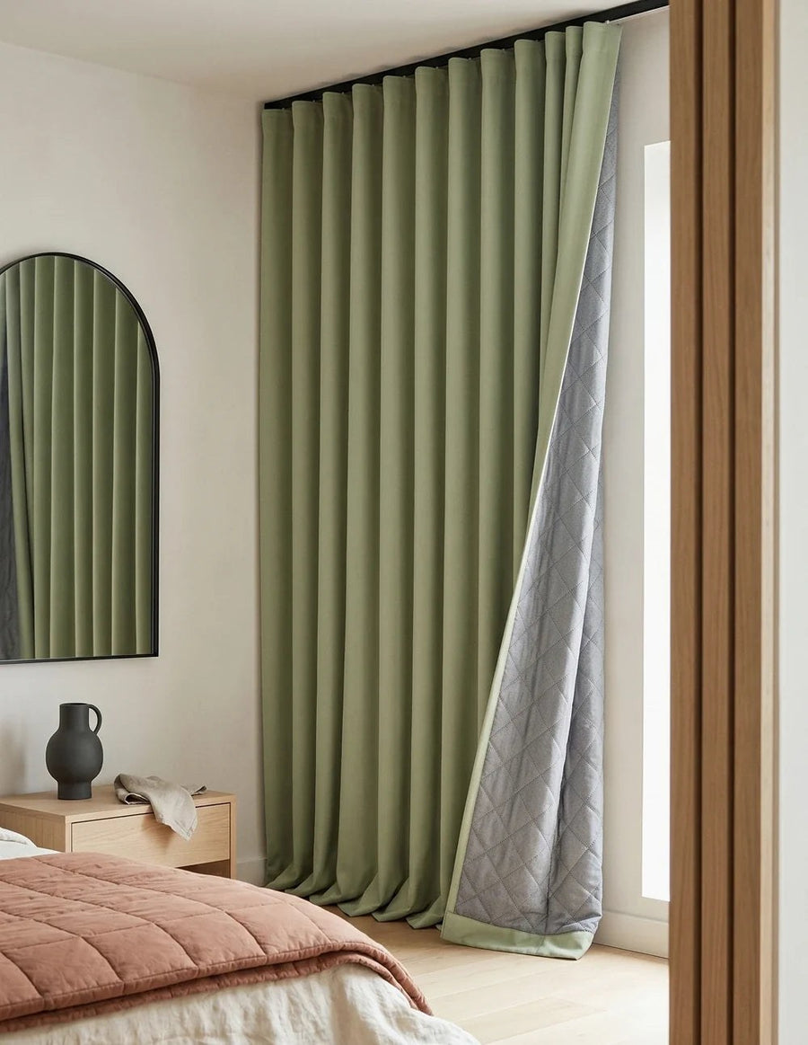 3-in-1 Blackout Thermal Acoustic Curtain - Olive