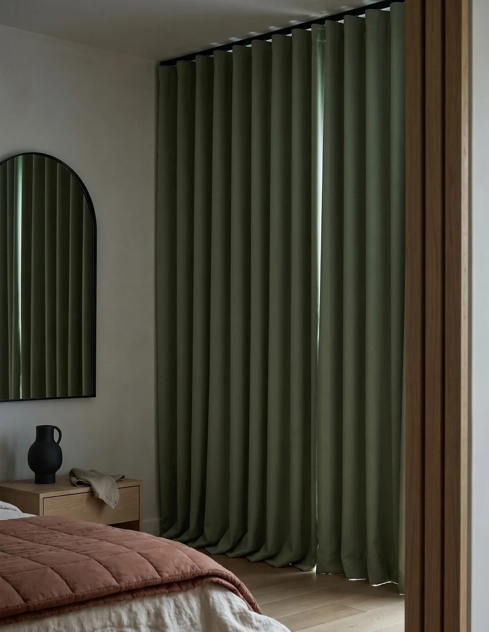 3-in-1 Blackout Thermal Acoustic Curtain - Olive
