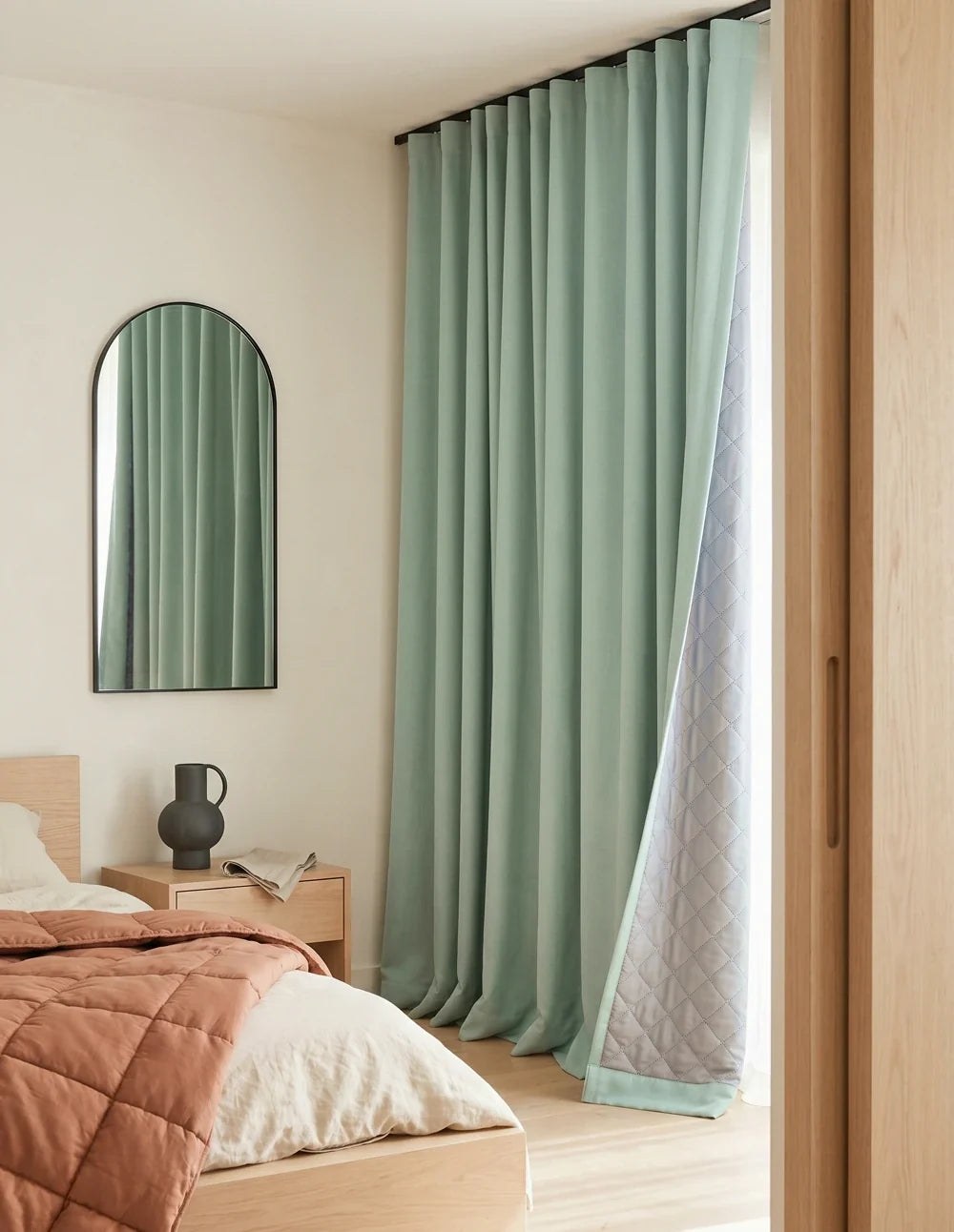 3-in-1 Blackout Thermal Acoustic Curtain - Mint