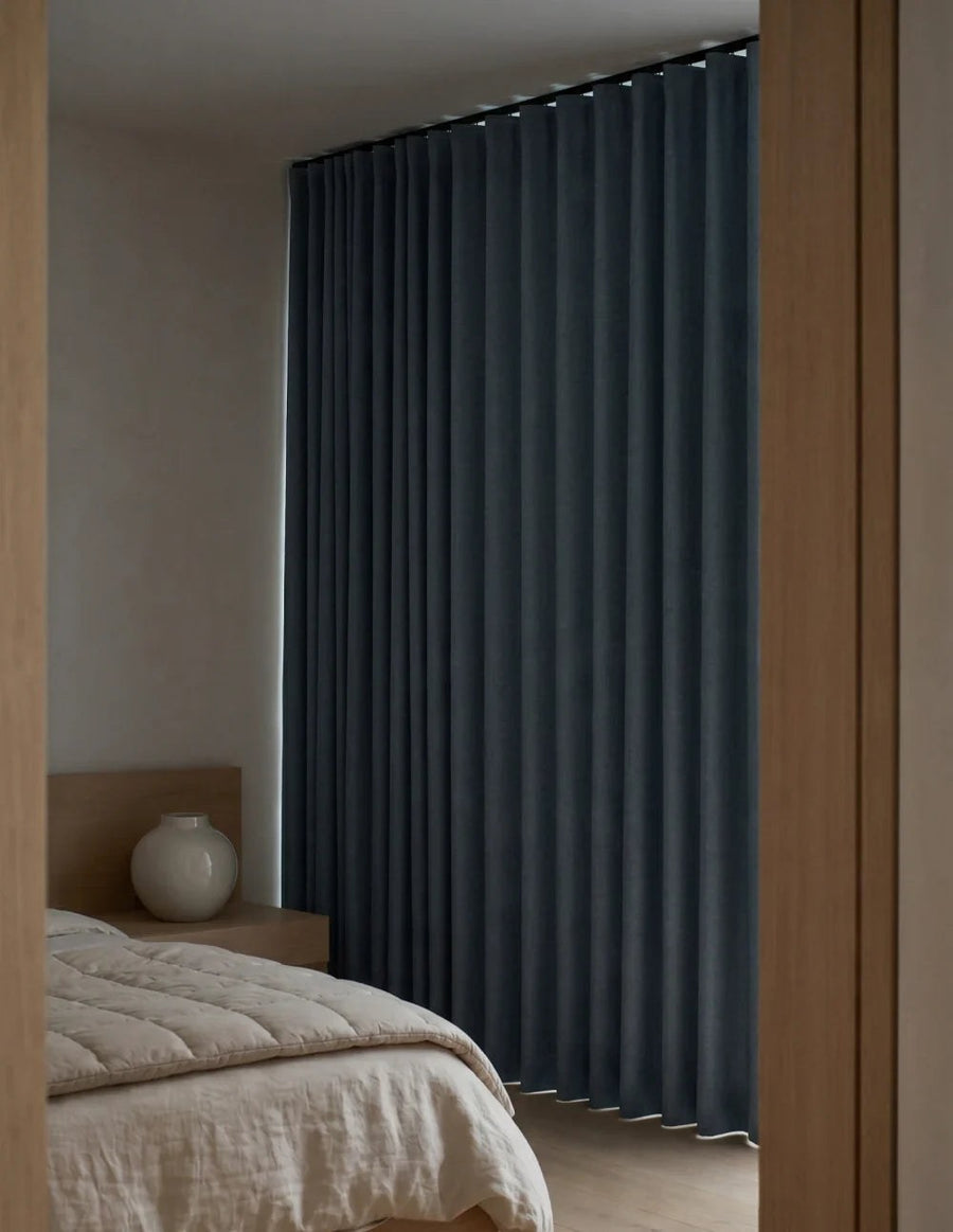 Single-Layer Heathered Blackout Curtain - Sky Blue