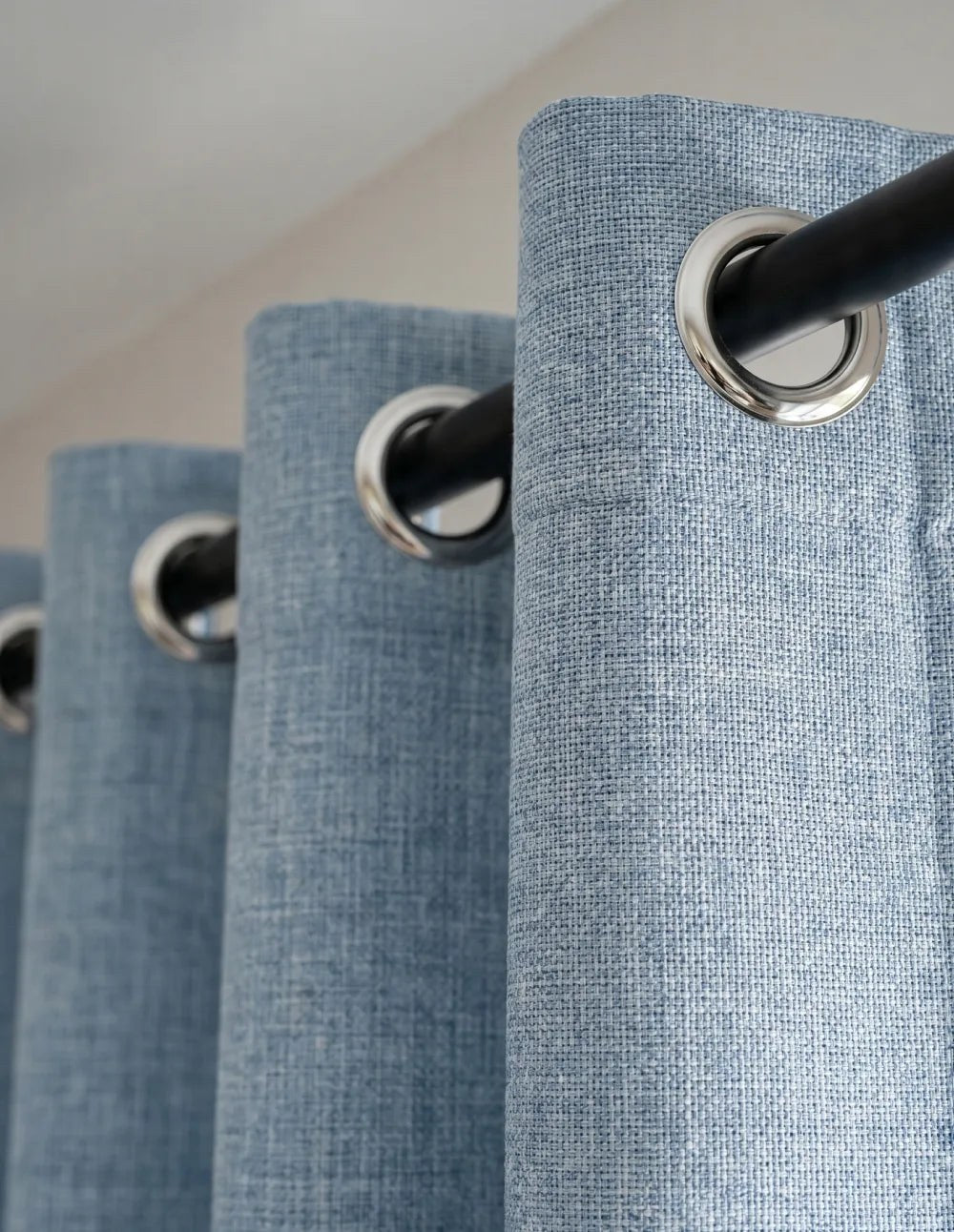 Single-Layer Heathered Blackout Curtain - Sky Blue
