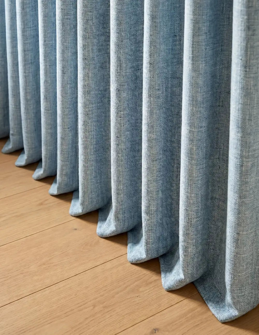 Single-Layer Heathered Blackout Curtain - Sky Blue