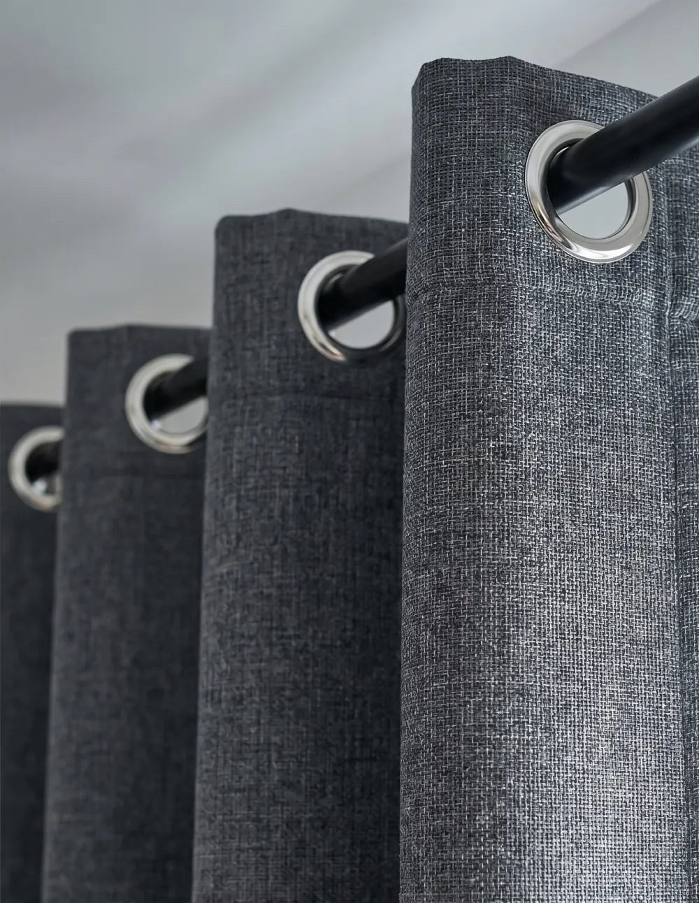 Single-Layer Heathered Blackout Curtain - Charcoal