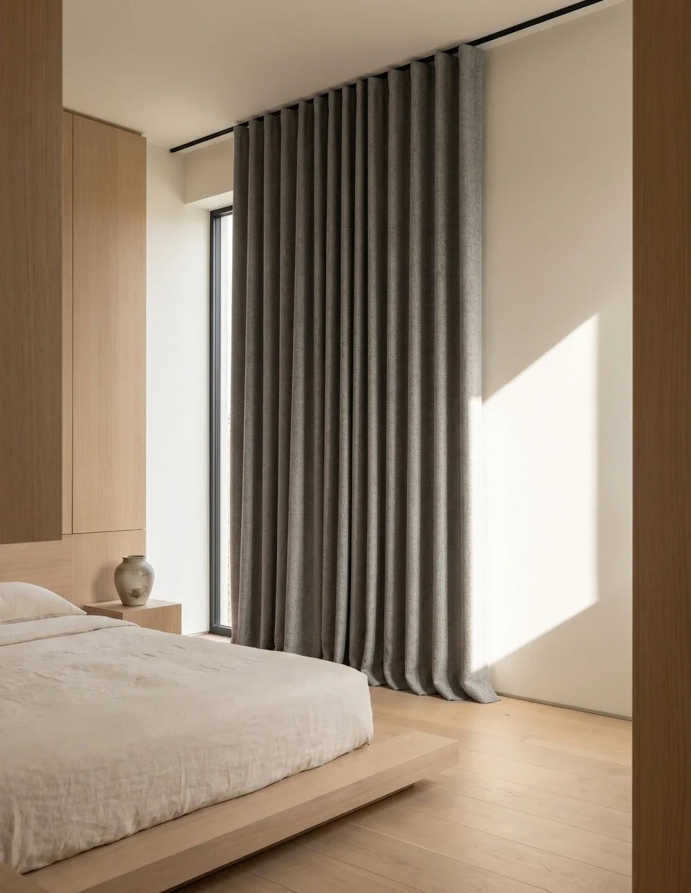 Single-Layer Heathered Blackout Curtain - Grey