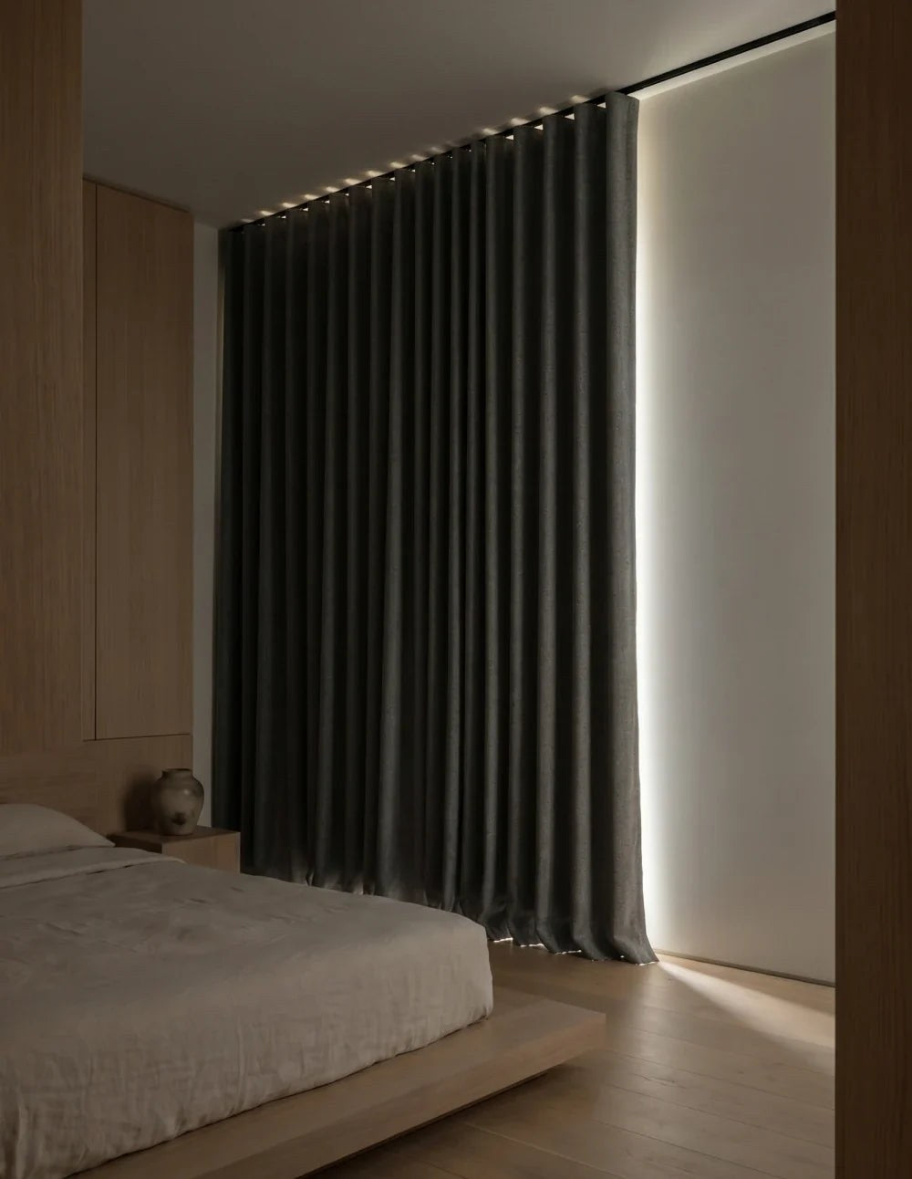 Single-Layer Heathered Blackout Curtain - Grey