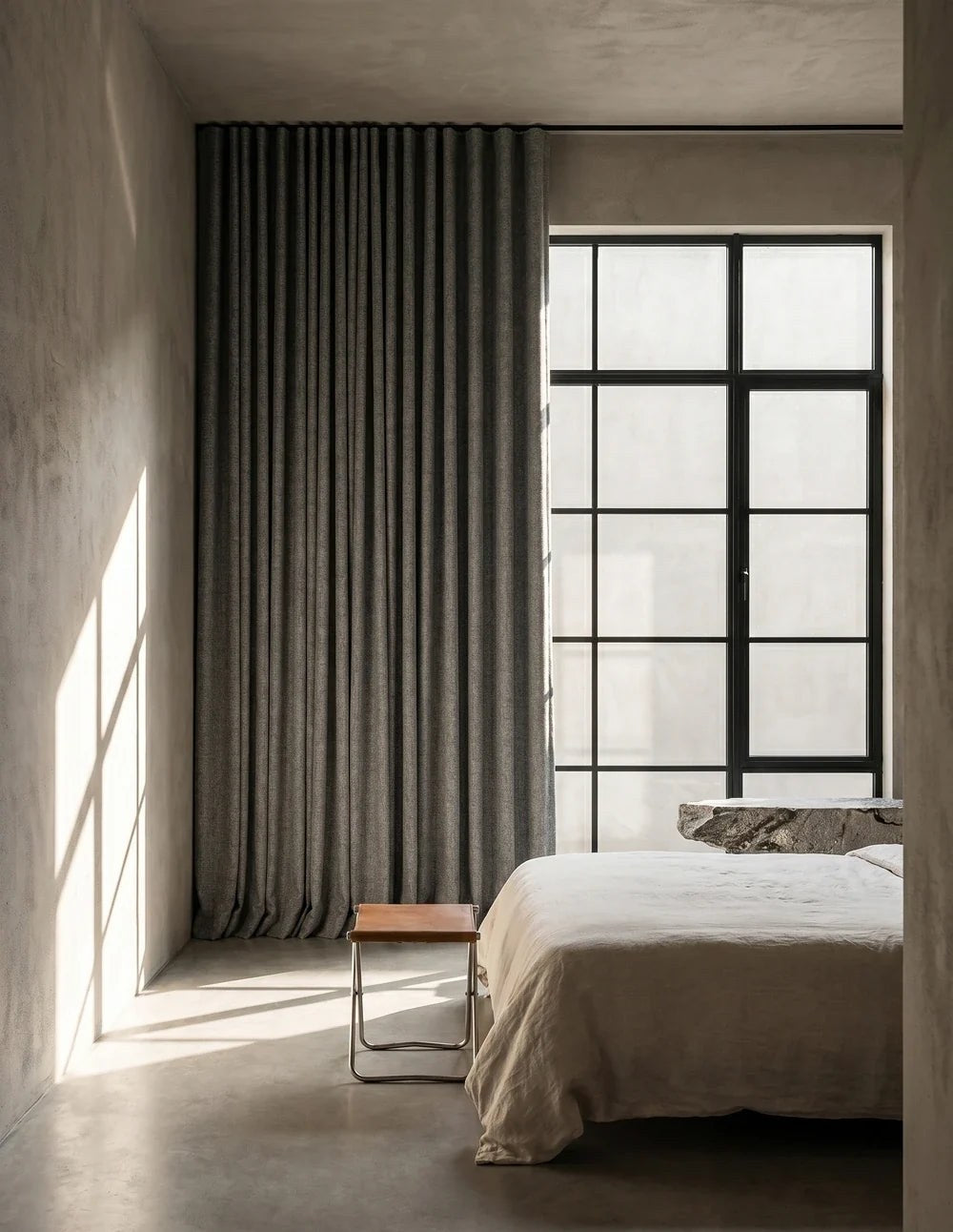 Single-Layer Heathered Blackout Curtain - Grey