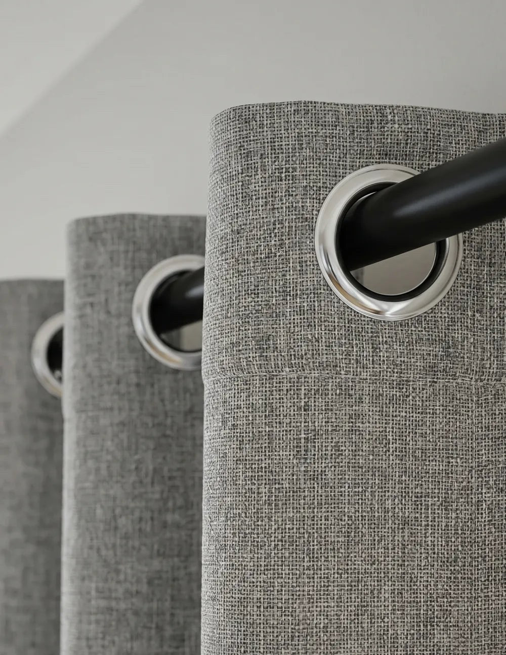 Single-Layer Heathered Blackout Curtain - Grey