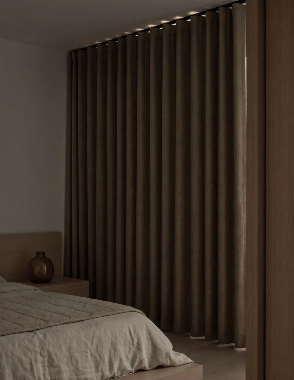 Single-Layer Heathered Blackout Curtain - Brown