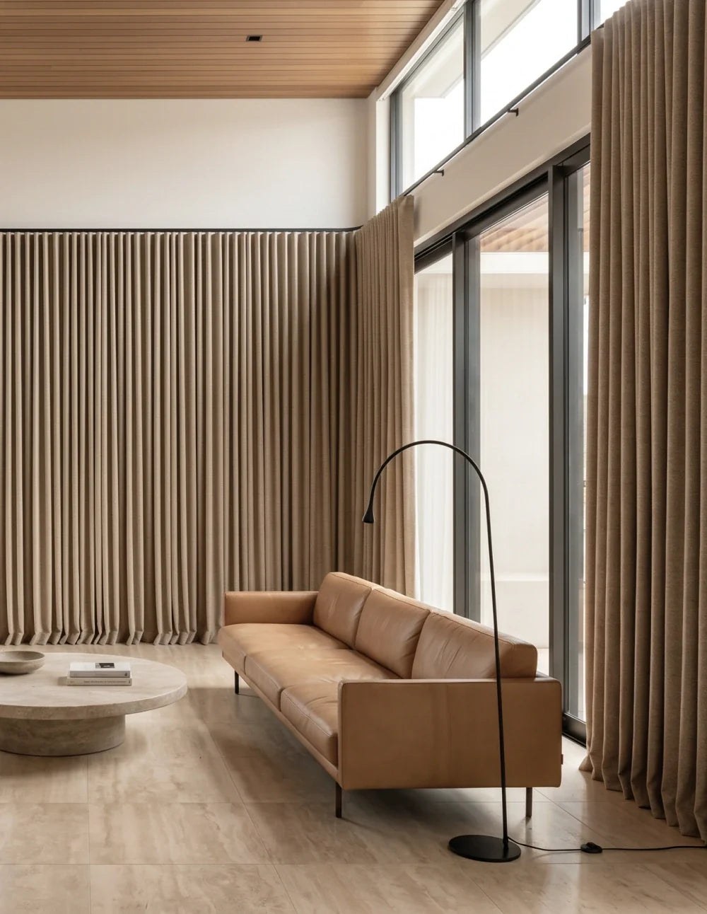 Single-Layer Heathered Blackout Curtain - Brown