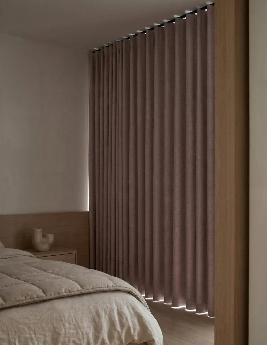 Single-Layer Heathered Blackout Curtain - Pink