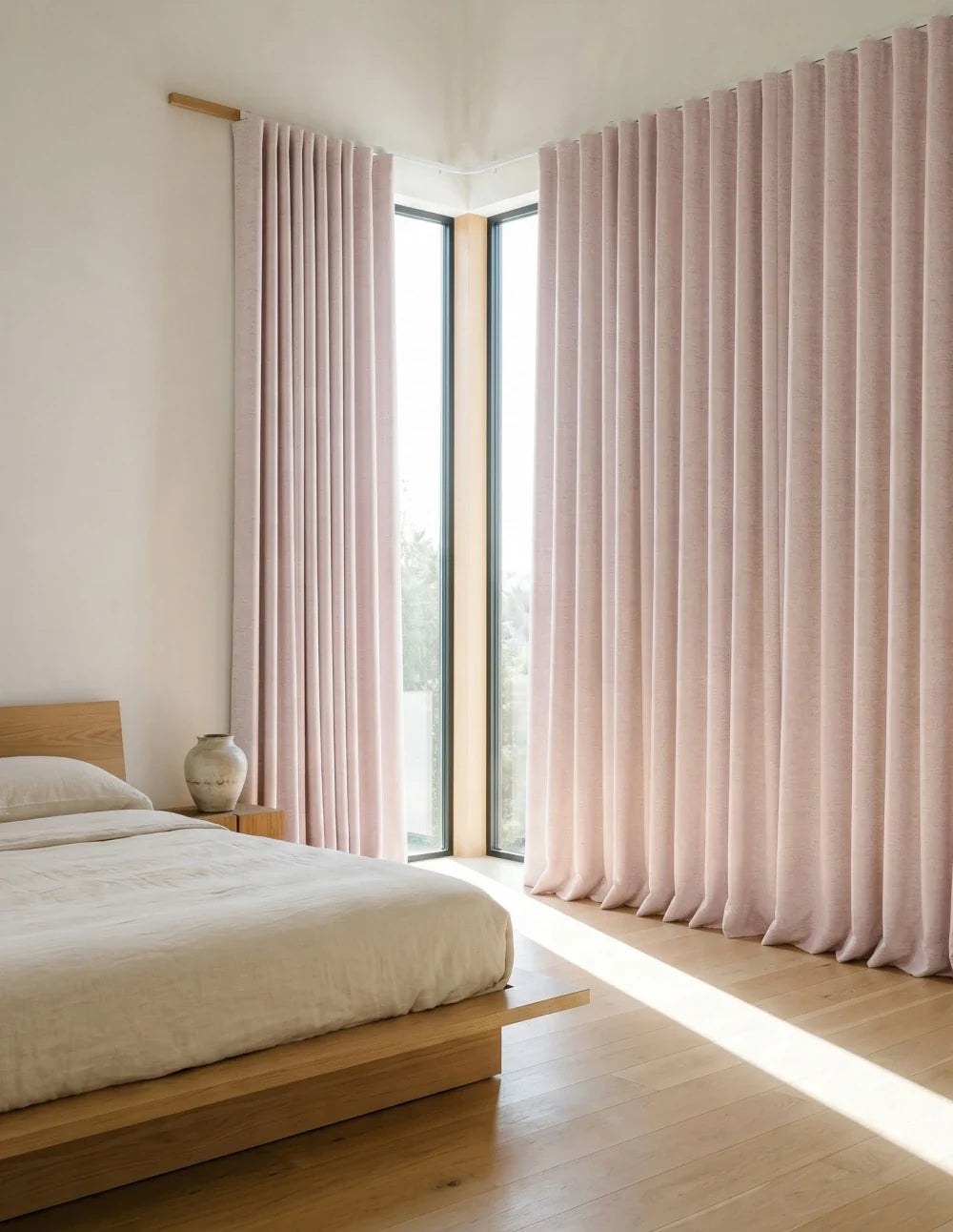 Single-Layer Heathered Blackout Curtain - Pink