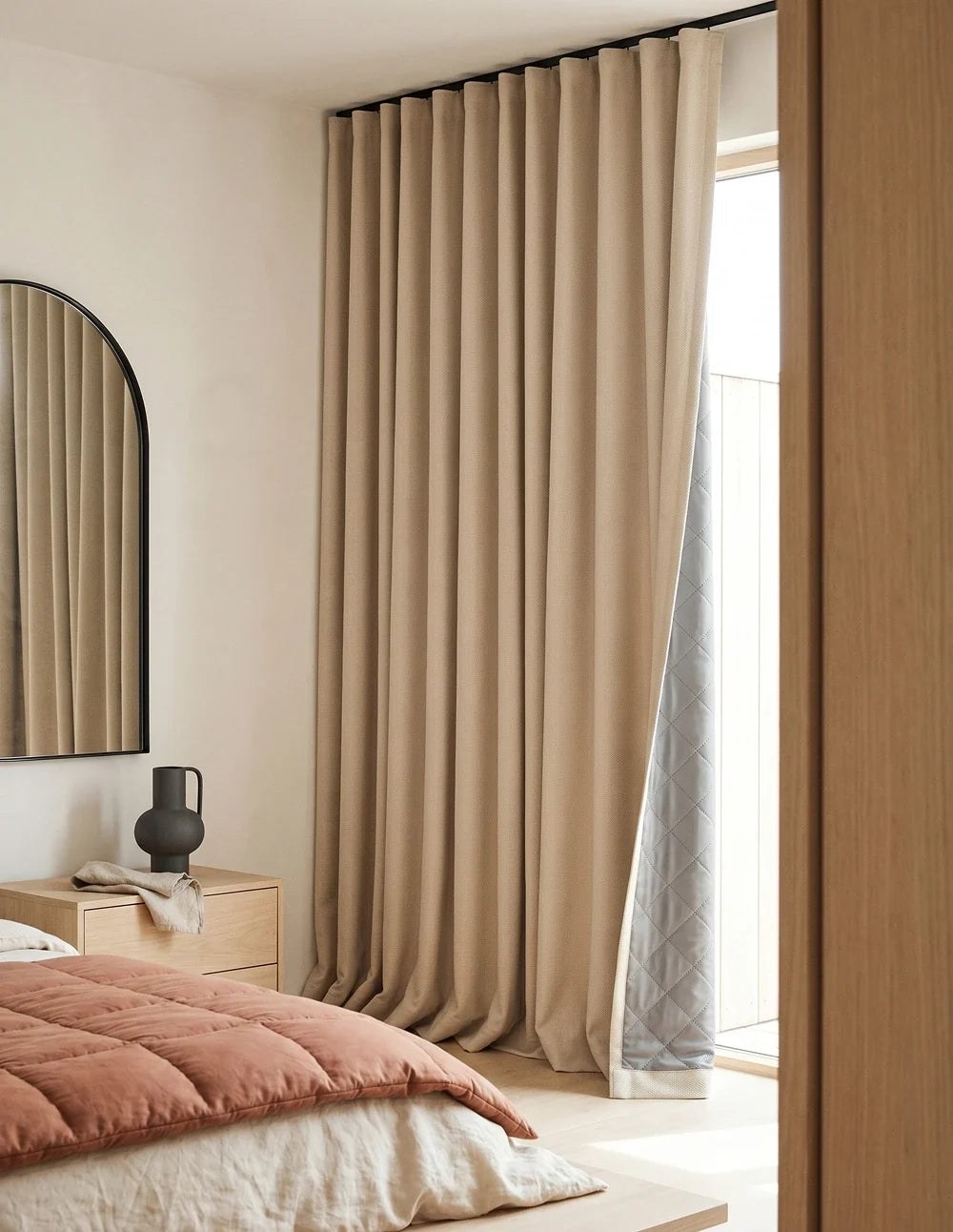 3-in-1 Blackout Thermal Acoustic Curtain - Beige