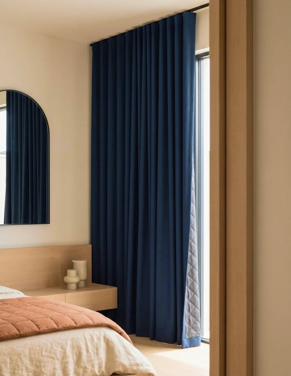 3-in-1 Blackout Thermal Acoustic Curtain - Navy
