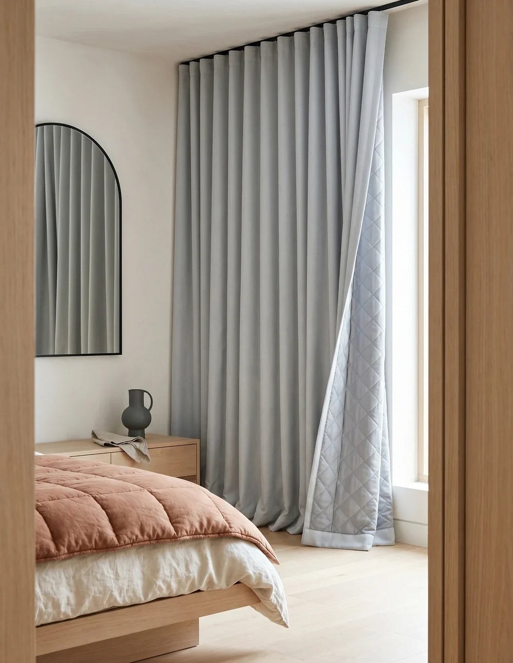 3-in-1 Blackout Thermal Acoustic Curtain - Light Grey