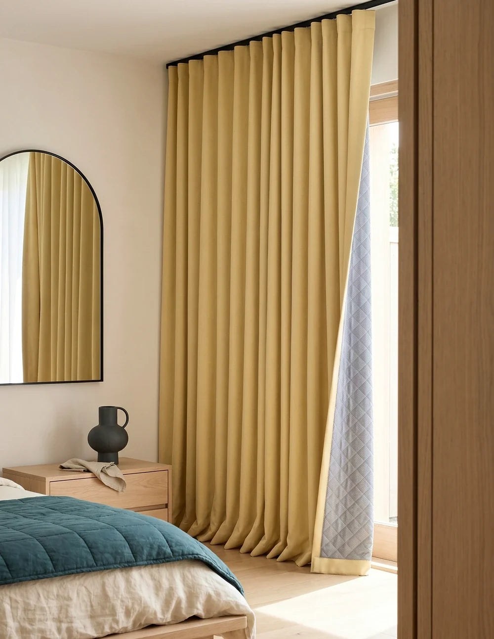 3-in-1 Blackout Thermal Acoustic Curtain - Yellow