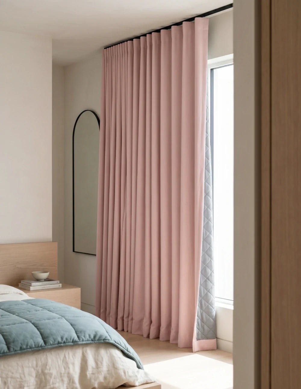 3-in-1 Blackout Thermal Acoustic Curtain - Powder Pink