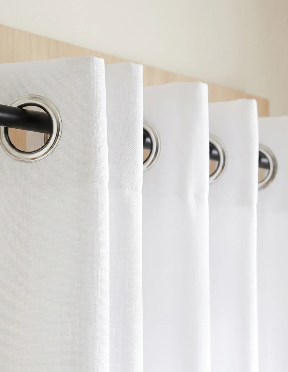 Linen-Look Light-Filtering Curtain - White