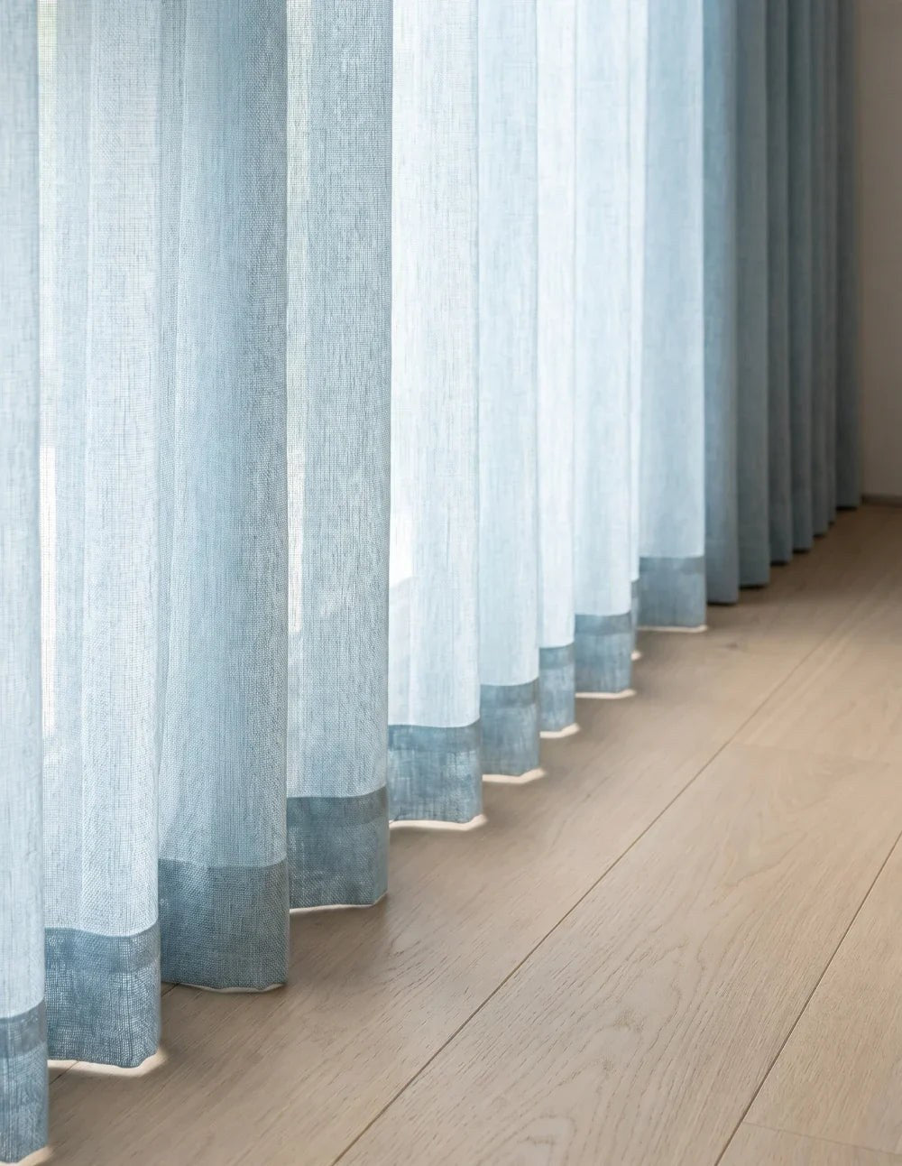 Linen-Look Light-Filtering Curtain - Sky Blue