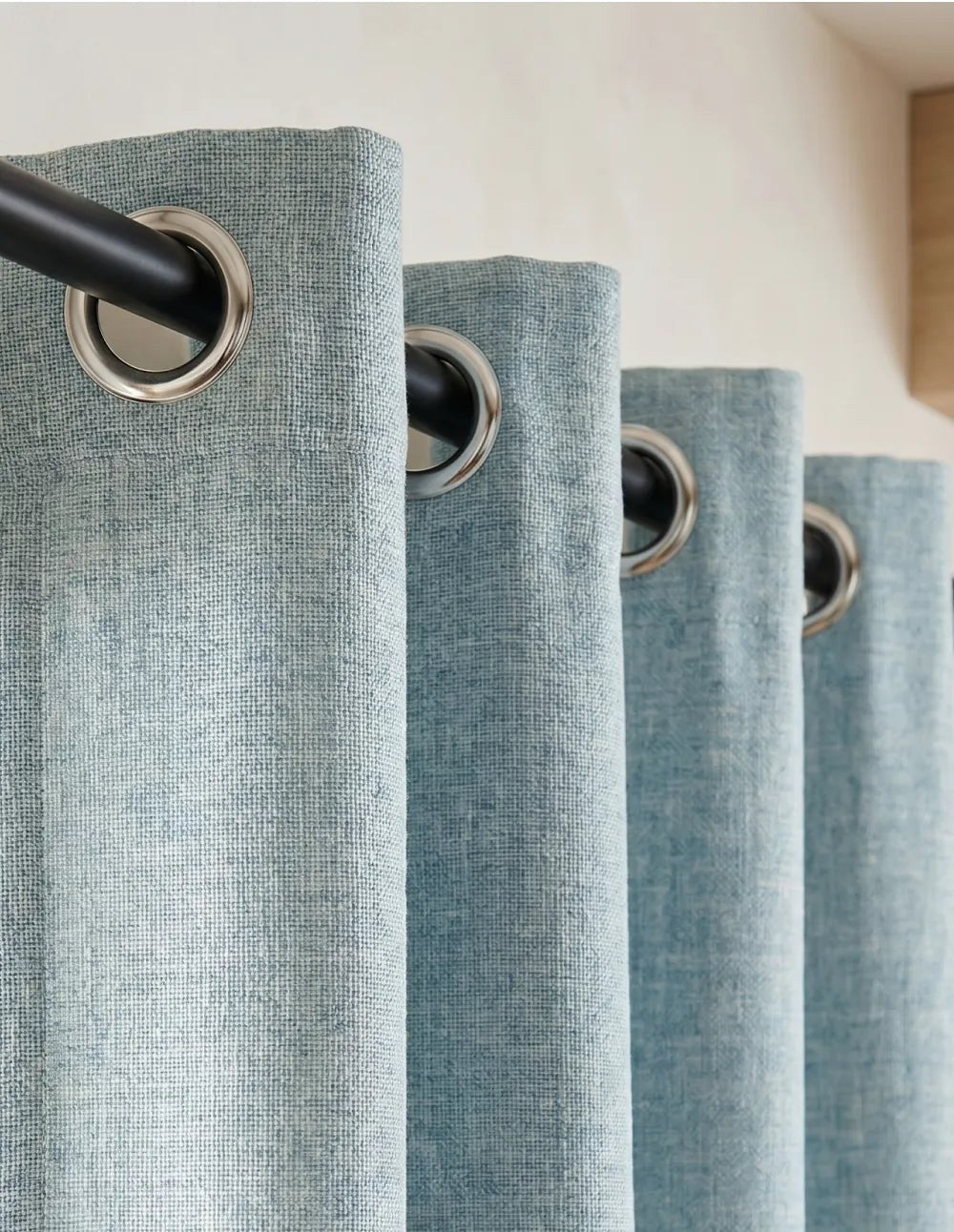 Linen-Look Light-Filtering Curtain - Sky Blue
