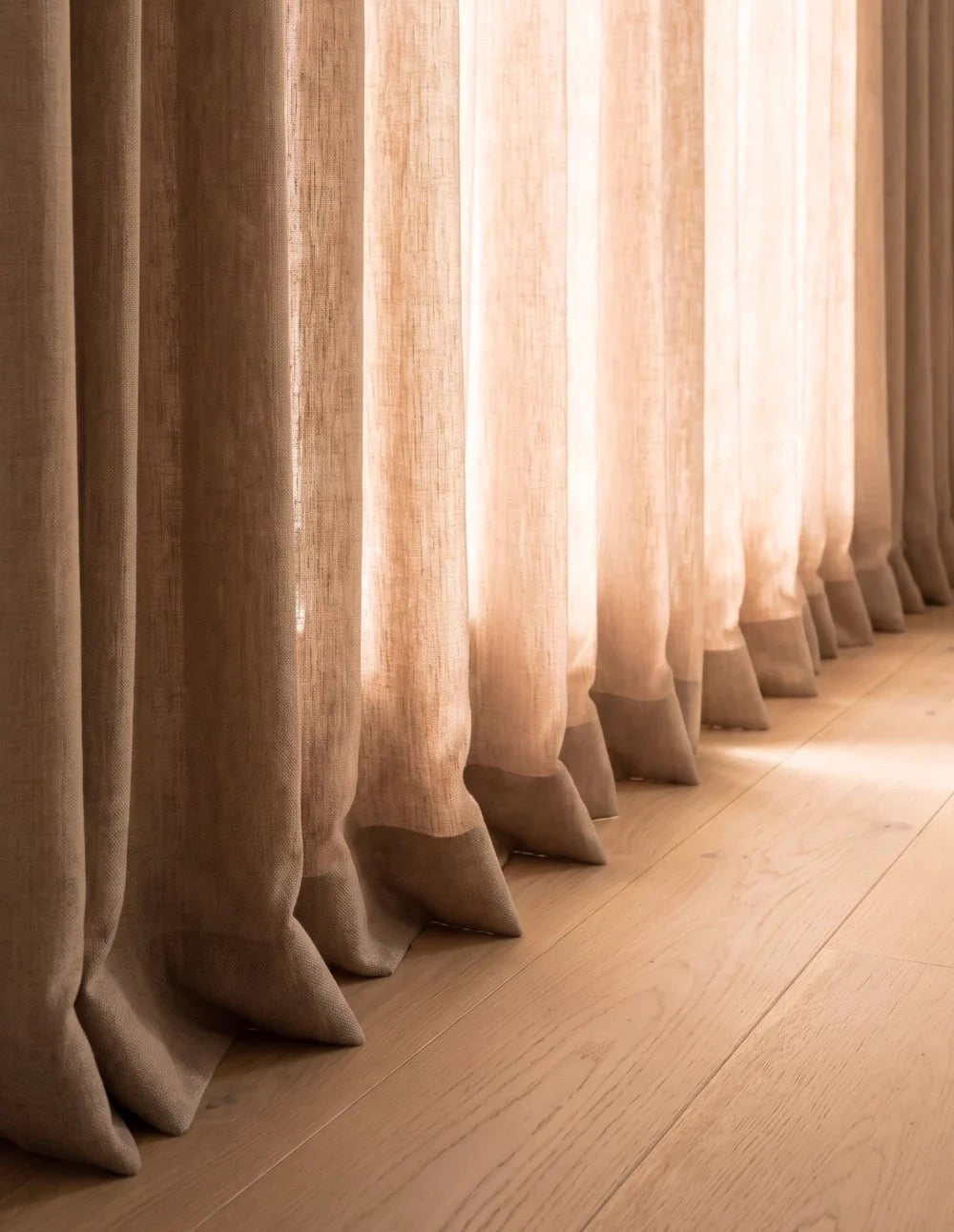 Linen-Look Light-Filtering Curtain - Camel