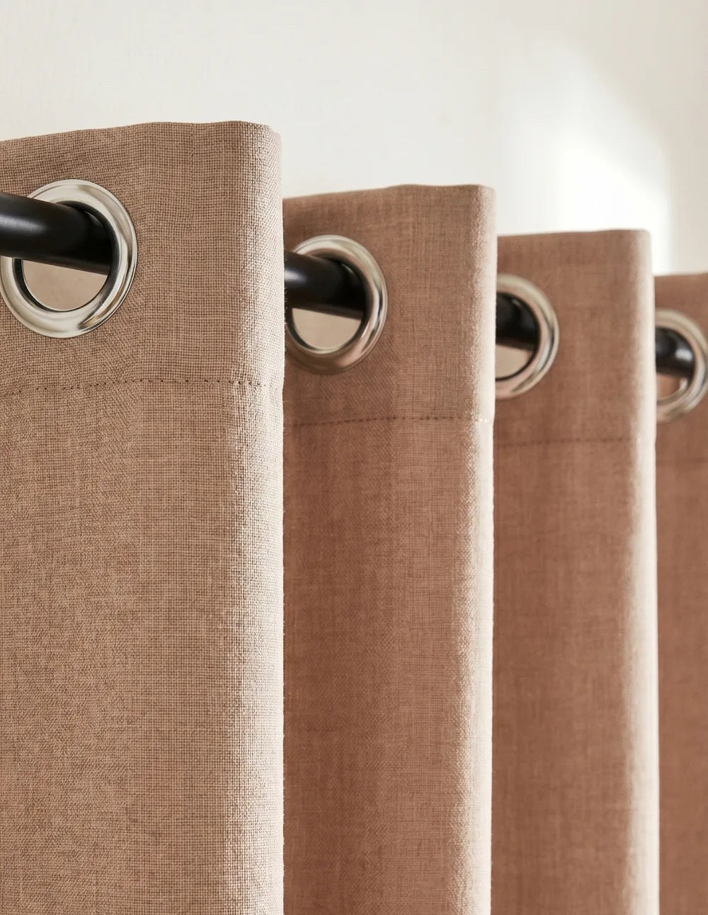 Linen-Look Light-Filtering Curtain - Camel