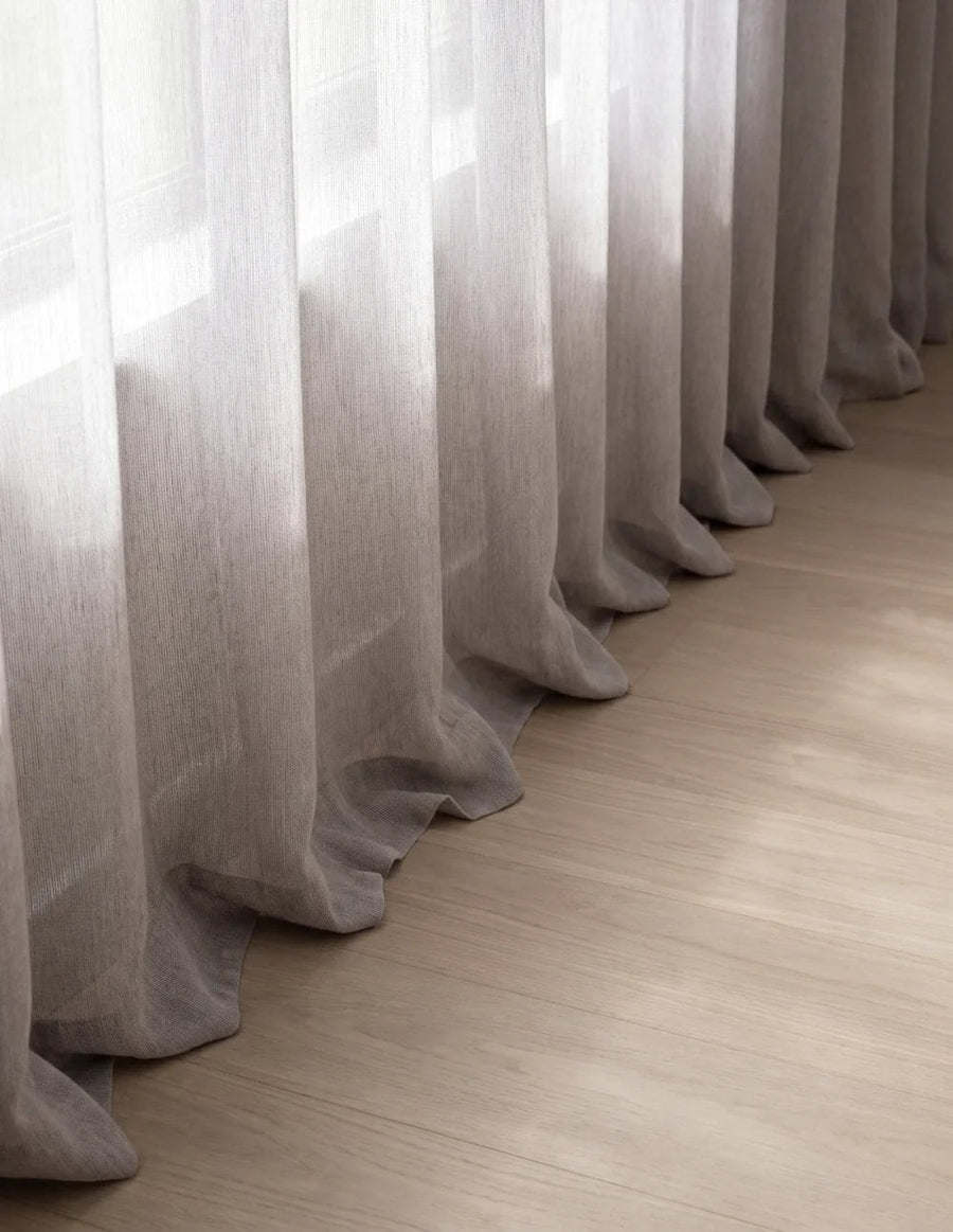 Linen-Look Light-Filtering Curtain - Mauve Grey