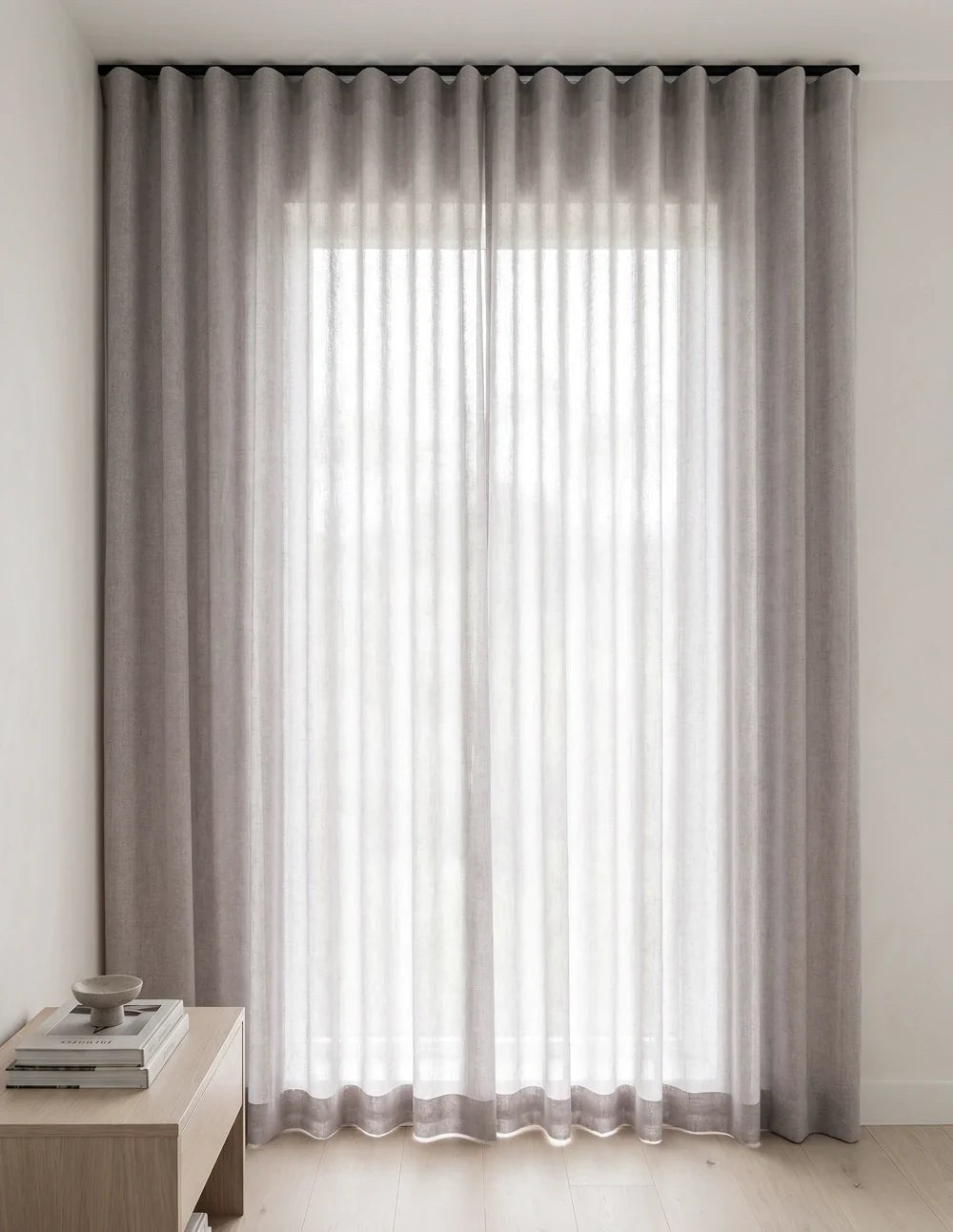 Linen-Look Light-Filtering Curtain - Mauve Grey