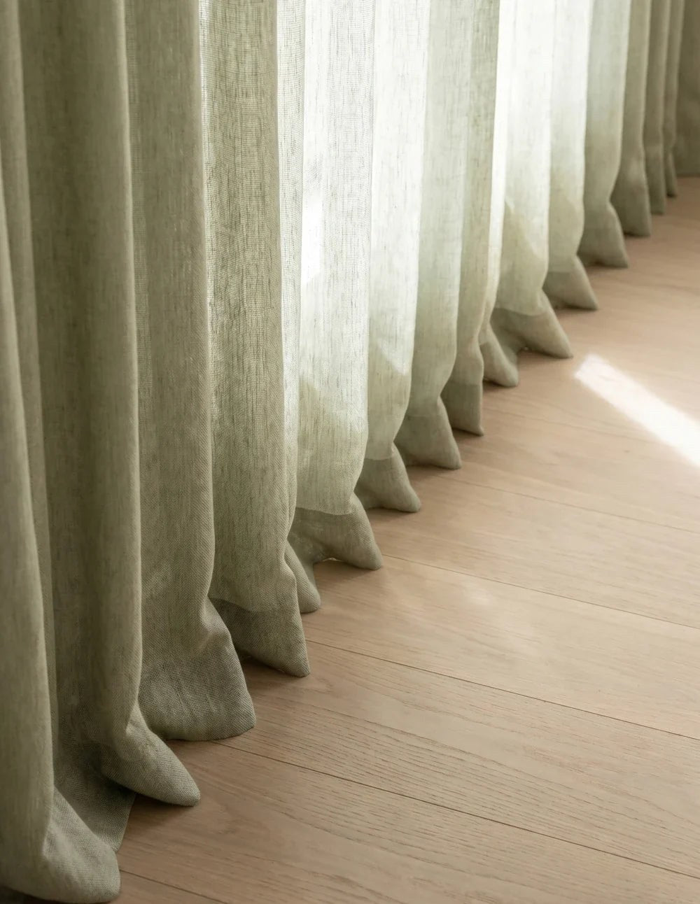 Linen-Look Light-Filtering Curtain - Pistachio