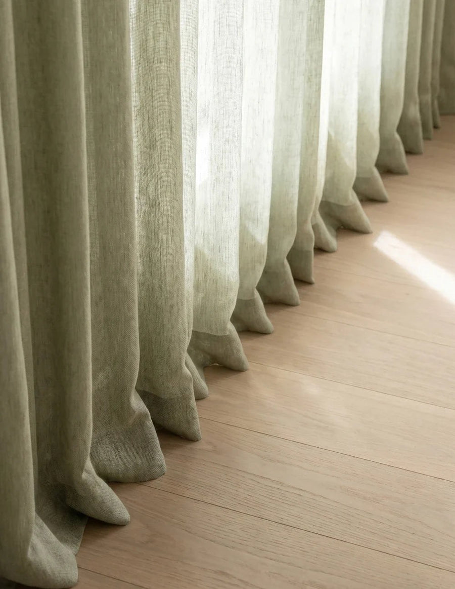Linen-Look Light-Filtering Curtain - Pistachio
