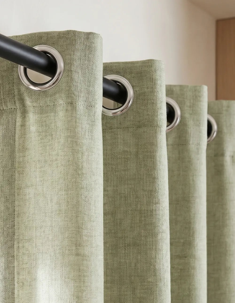 Linen-Look Light-Filtering Curtain - Pistachio