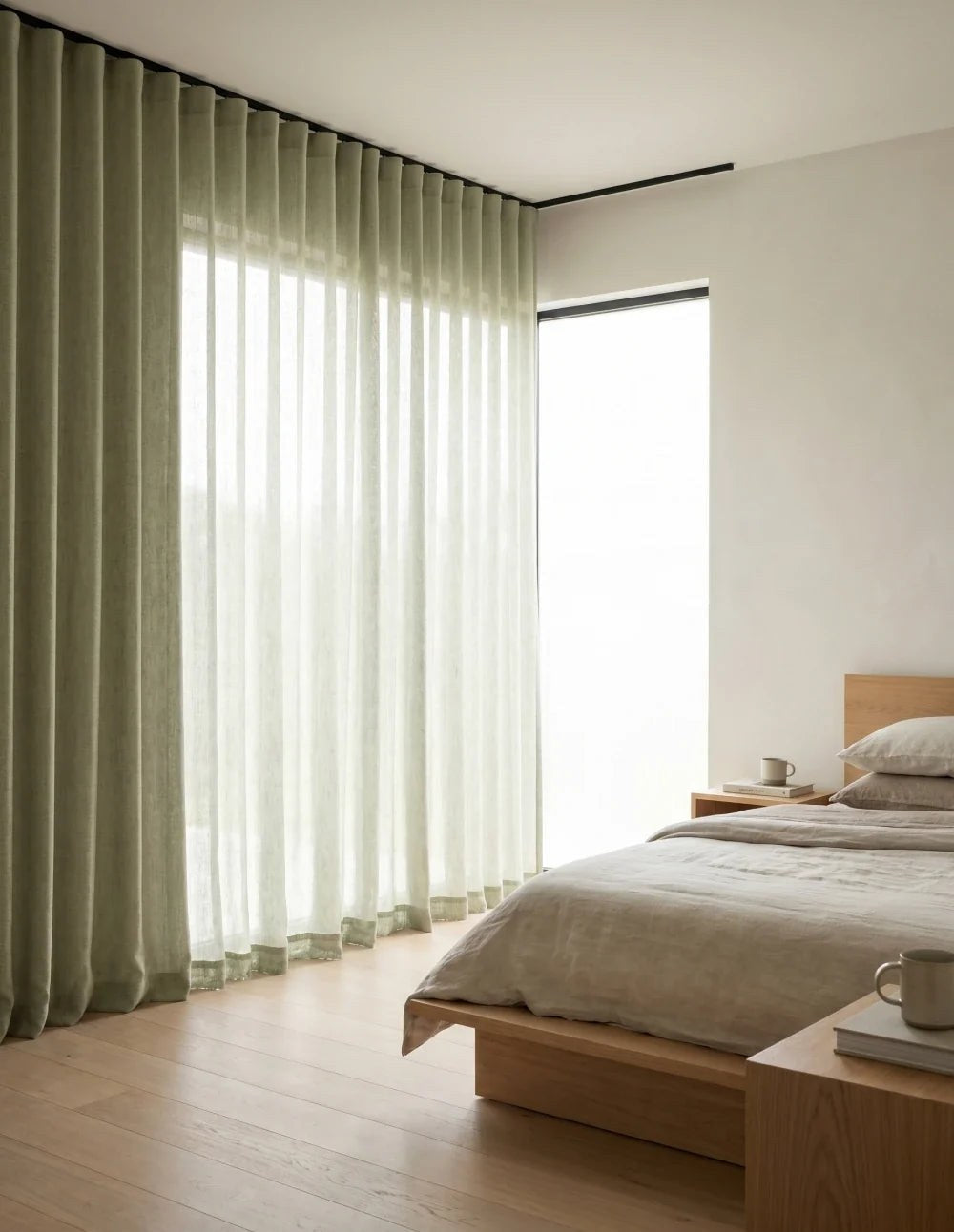 Linen-Look Light-Filtering Curtain - Pistachio
